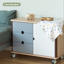 carinababe multipurpose finishing containing cabinet full solid wood with castors Children fighting cabinet nightstand toy cabinet