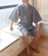 Bộ đồ ngủ ngắn tay kimono cotton tinh khiết kiểu Nhật Bản có thắt nơ - Cha mẹ và con