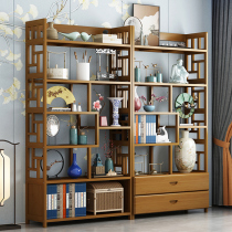 Bogo frame solid wood new Chinese tea cabinet decoration rack floor-to-ceiling display stand living room partition cabinet simple household