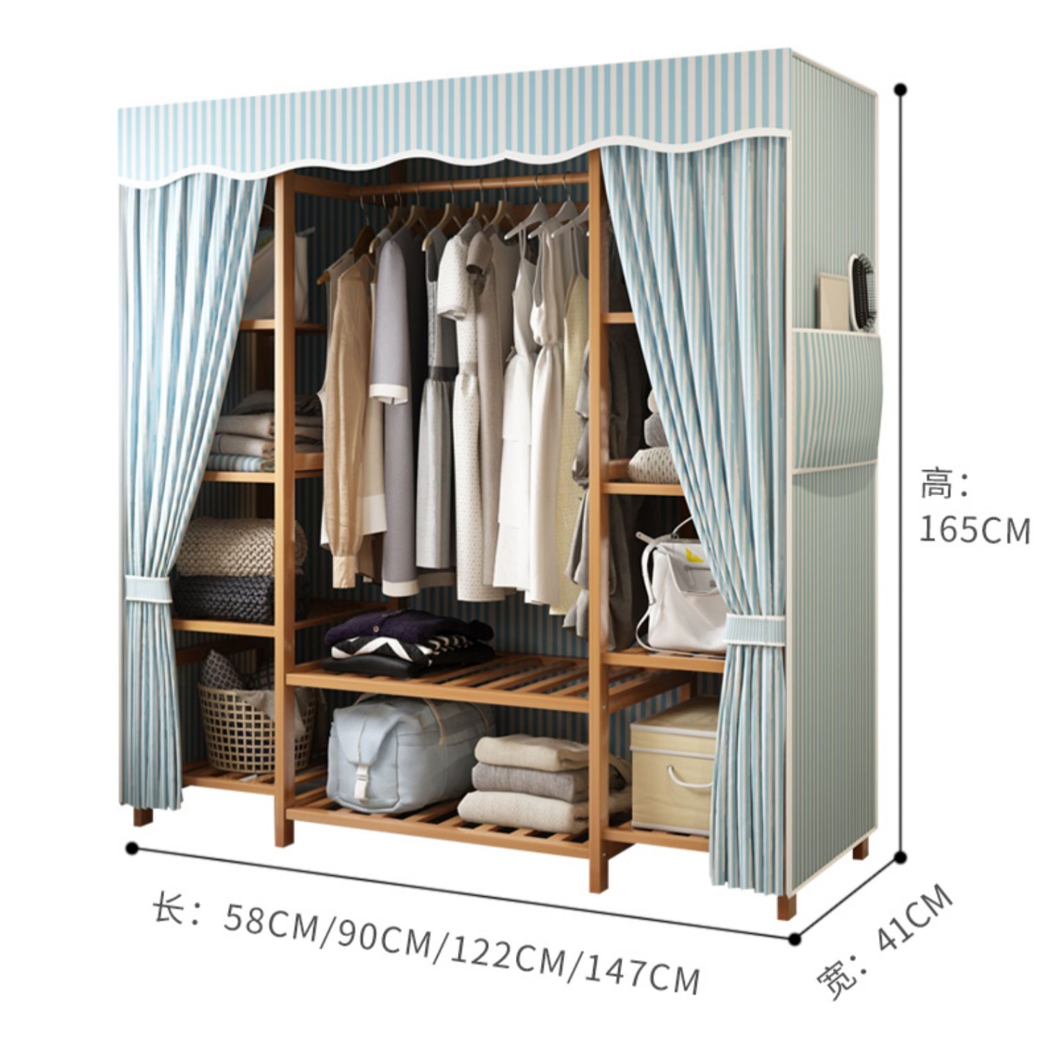 Tủ quần áo đơn giản hiện đại lắp ráp kinh tế tủ quần áo gỗ rắn không gian phòng ngủ đơn giản tủ quần áo vải đơn người lớn - Buồng tủ áo đẹp