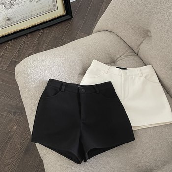 Fasc homemade white suit shorts for women 2025 new high-waisted versatile slim fashion niche black hot pants