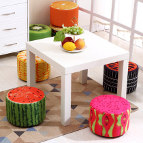 Solid wood shoe stool low stool fabric wear shoes creative children adult fruit stool sofa bench bench small round stool