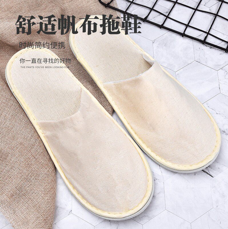 Hotel Disposable Canvas Slippers Custom Minjuku Guesthouses Guest Rooms Disposable Inlaid Bottom Anti Slip Slippers