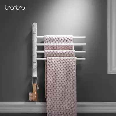 All-copper white rotating towel rack powder room paint movable towel bar double pole bathroom towel hanging four poles