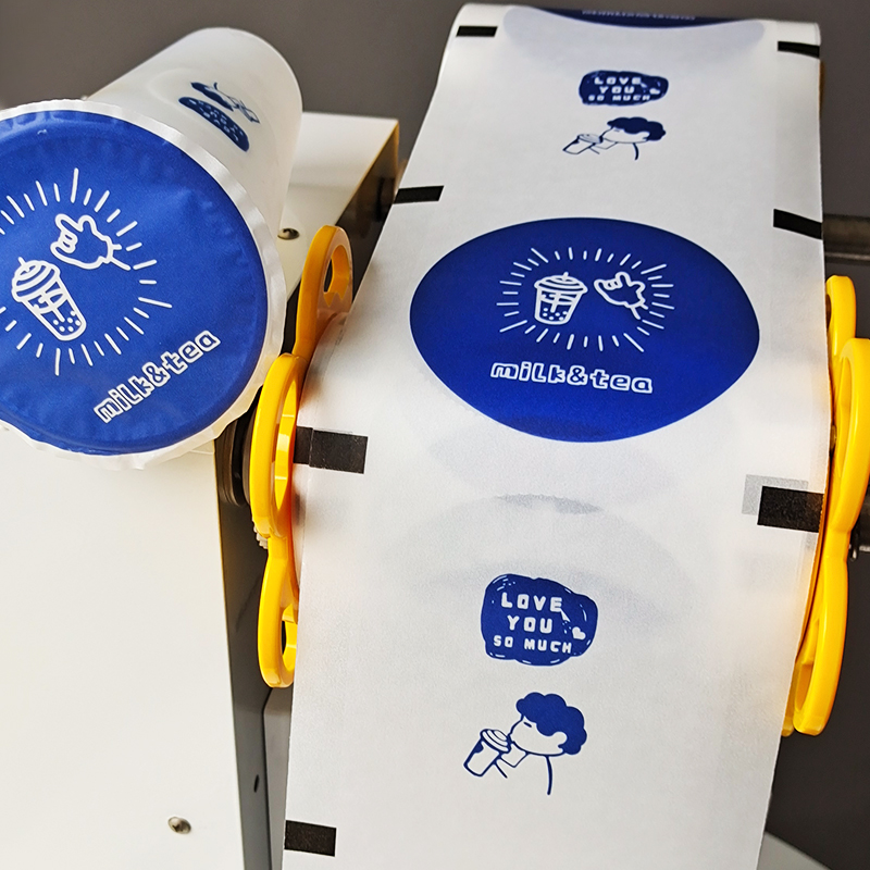 4 Rolled Up Custom Logo) 95 90 Calibre Milk Tea Cup Closure Membrane Thickened Kraft Frosted Membrane Paper Plastic