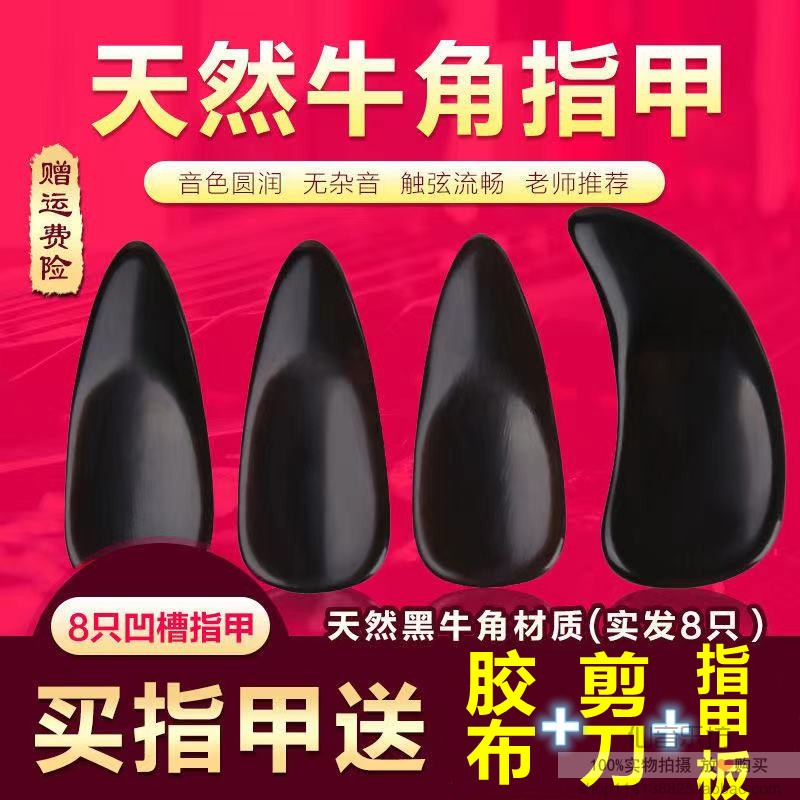 Guzheng nail professional children's performance grade natural horn adult beginners thickened gift box groove double arc size