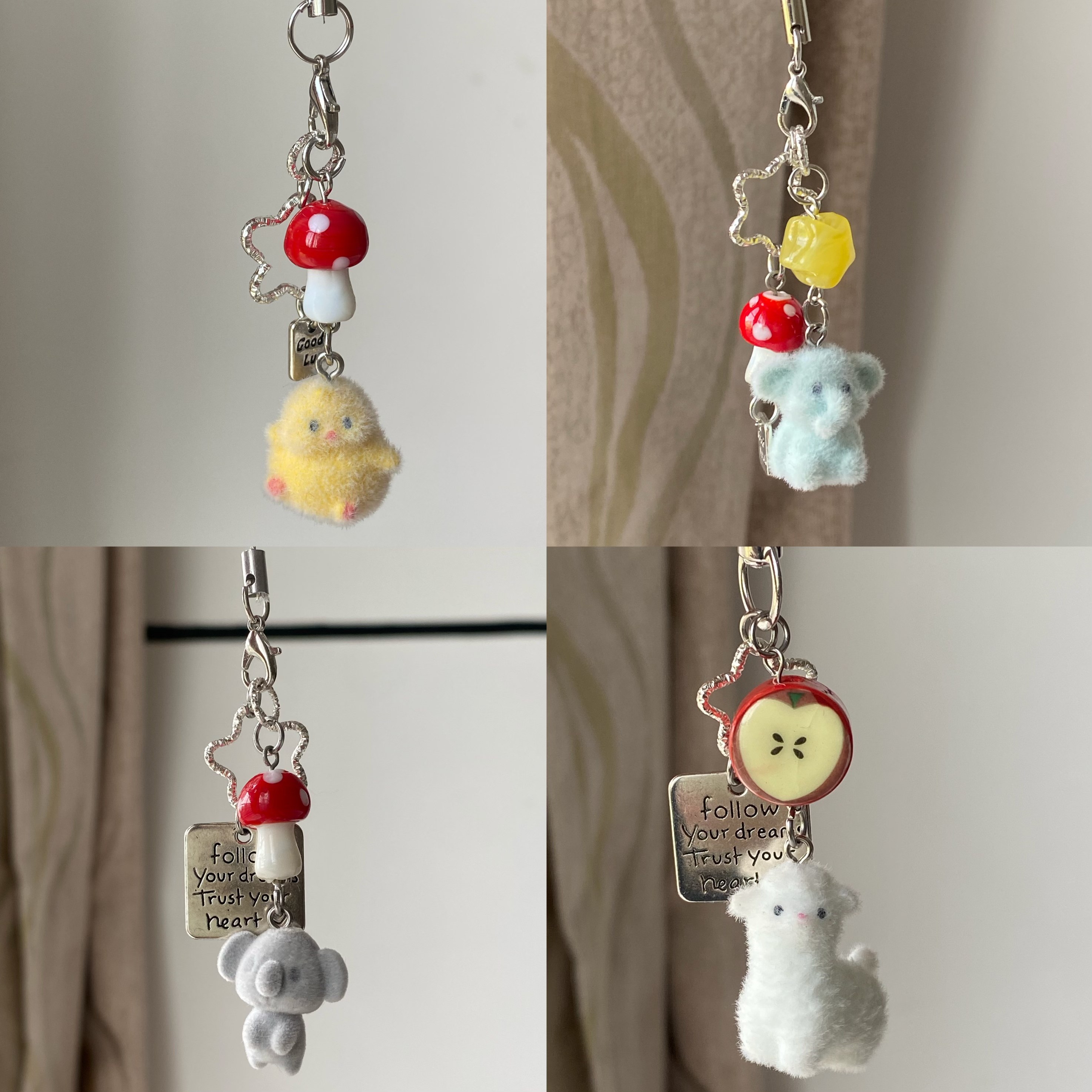 Popular graduation gift: elephant, fox, sheep, hamster, koala, Rilakkuma, rabbit, fish keychain, phone charm.