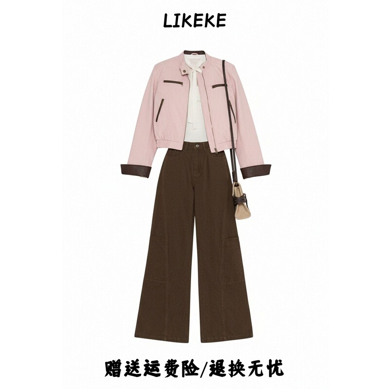 Pink Leather Jacket for Women, 2025 Winter New Style, Cool and Unique, Super Stylish Casual Jacket, Fashionable Suit Pants