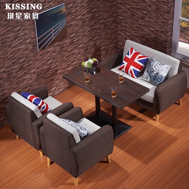 West Restaurant Cafe Cafe Double Cloth Leather Art Sofa Brief Milk Tea Sweet Shop Cassette Book for casual table and chairs 