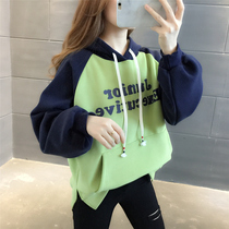 Sweater 2019 new women loose bf lazy wind autumn winter plus velvet Korean version of color Shoulder Sleeve Top tide ins