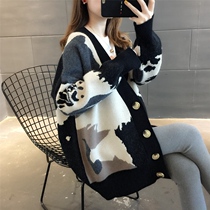 Wool sweater cardigan 2020 autumn new womens Korean version of the spring and autumn jacket lazy wind sweater loose outside