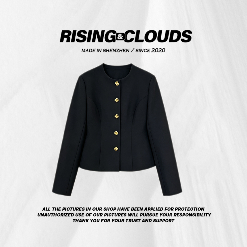 【Xiaoyun Sister】Fashionable and Versatile Casual Four-Leaf Clover Gold Buckle Waist-Cinching Jacket 080260