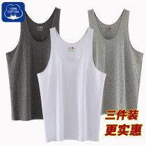 Middle-aged and elderly cotton vest men loose Old Man shirt grandfather cotton hurdle old man vest sweatshirt base shirt summer