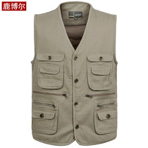 Spring and autumn father cotton vest male middle-aged and elderly leisure outdoor shoulder old man multi-pocket horse clip fishing grandfather