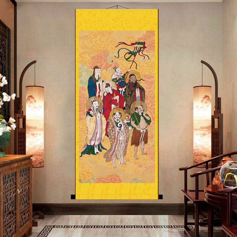 三皇三帝伏羲黄帝神农氏人物画像华夏祖先宣纸卷轴装饰画挂画包邮评价