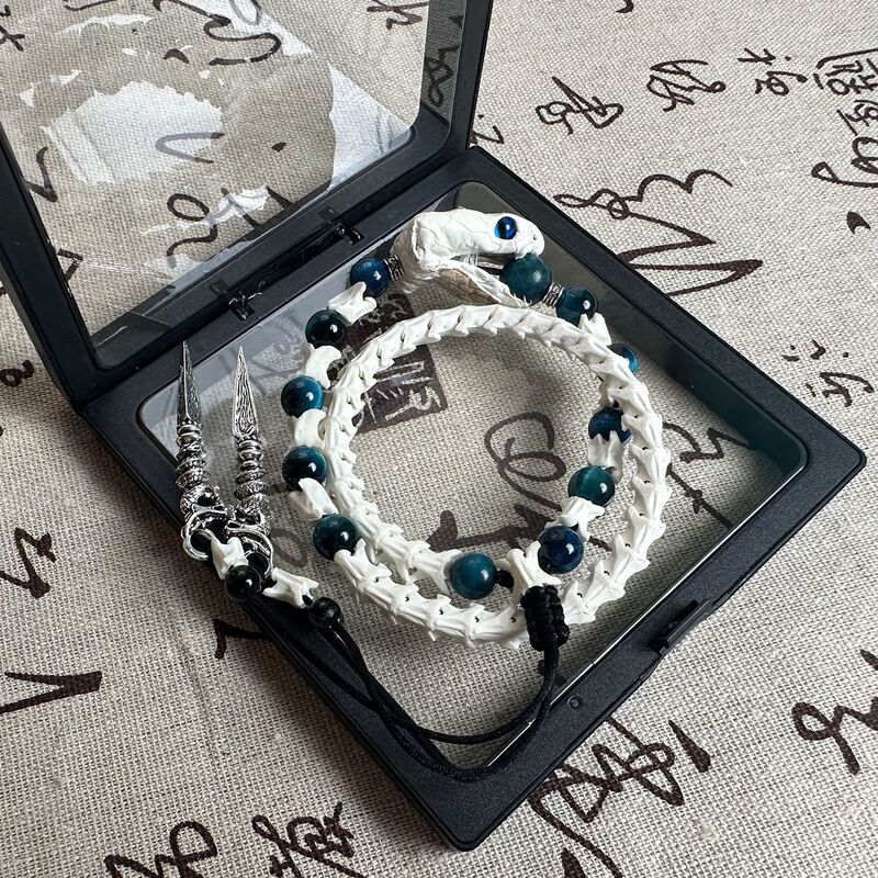 Purely Natural Snake Bone Bracelet, Original Snake Bone Good Luck Item, Unisex, to Ward Off Bad Luck, Couple's Gift Jewelry