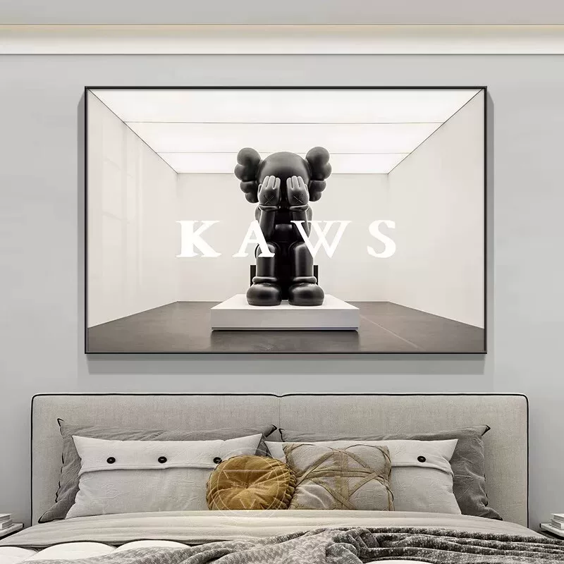 [kaws挂画暴力熊潮牌卧室床头现代简约装饰画高级感主卧房间墙壁画]