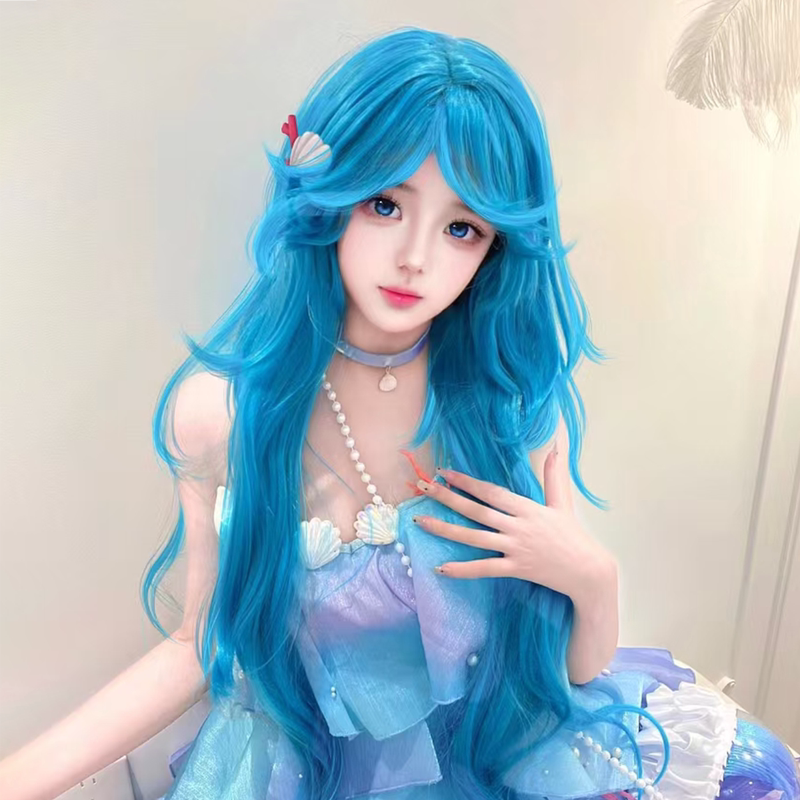Doria Cosplay Wig for Women, Curly Hair, Same Style as in Honor of Kings, Blue Long Curly Hair, Big Waves, Full Head Wig for Photos Doria Cosplay Wig for Women, Curly Hair, Same Style as in Honor of Kings, Blue Long Curly Hair, Big Waves, Full Head Wig for Photos