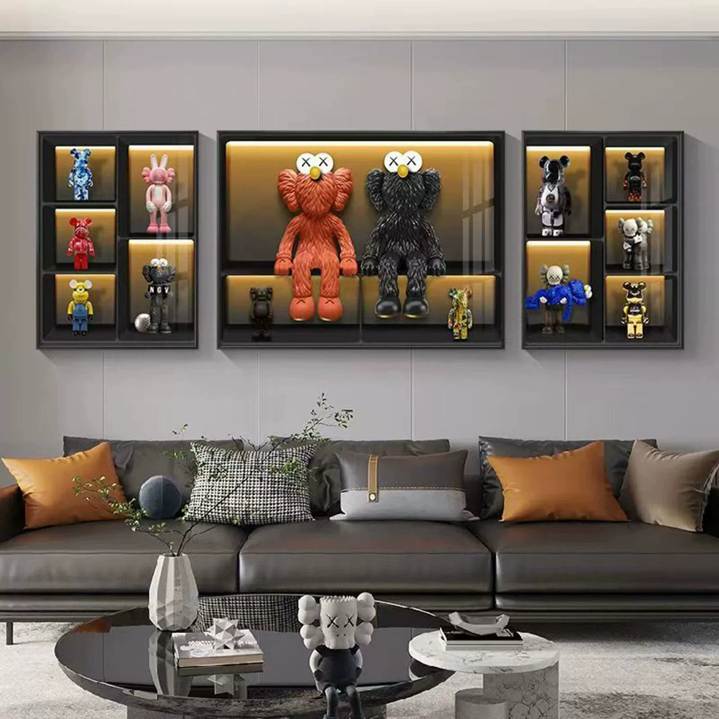 [Полупремиальная KAWS декоративная картина для гостиной Хеппи-мартовская кукла уличная стена2026 новая волна]