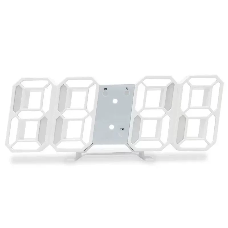 3D LED Digital Clock Night Light, Multi-color Glow, Table or Wall, White/Black Shell