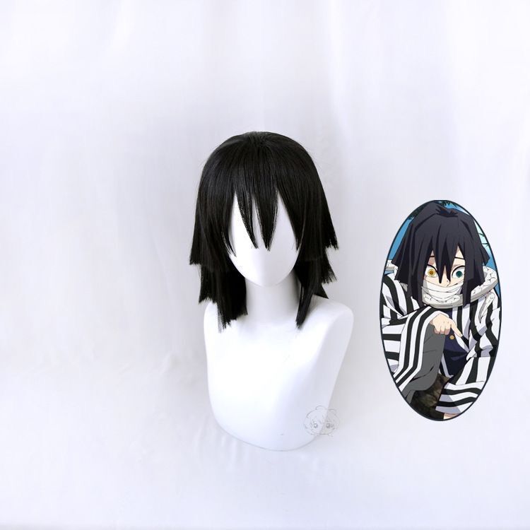 Demon Slayer: Kimetsu No Yaiba Iguro Obanai Cosplay Wig Layered Style Black Short Anime Wig Demon Slayer: Kimetsu No Yaiba Iguro Obanai Cosplay Wig Layered Style Black Short Anime Wig