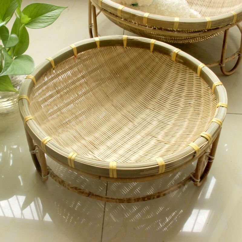 Bamboo Woven Cat Nest, Handcrafted Pet Villa, Summer Bestseller Dog Bed, All-Season Pet Basket with Base