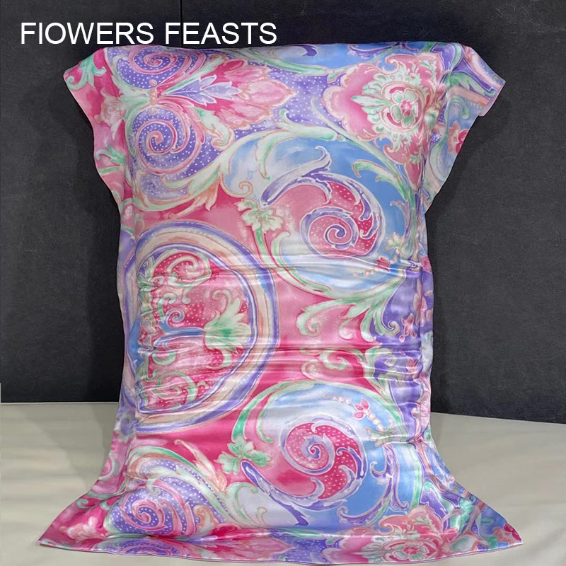 Flower banquet (cost flush) double sided pure color real silk pillowcase 100 mulberry silk summer silk thickened pillowcase