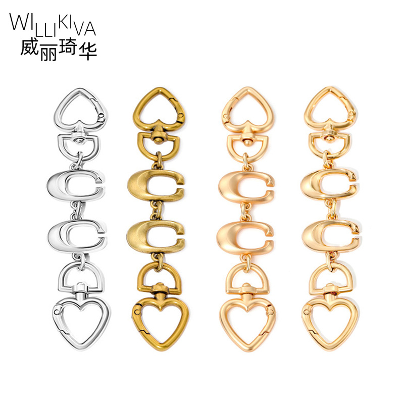 Suitable for Coach Bags, Letter Extension Chain, Heart-Shaped Accessories, Underarm Bag, Crossbody Bag Modification, Extended Chain Suitable for Coach Bags, Letter Extension Chain, Heart-Shaped Accessories, Underarm Bag, Crossbody Bag Modification, Extended Chain