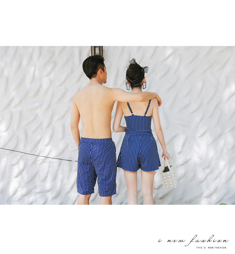 2018 cặp đôi mới đồ bơi nữ bảo thủ suối nước nóng một mảnh áo tắm nam quần đi biển phù hợp với đồ bơi đồ đôi nam nữ đi biển