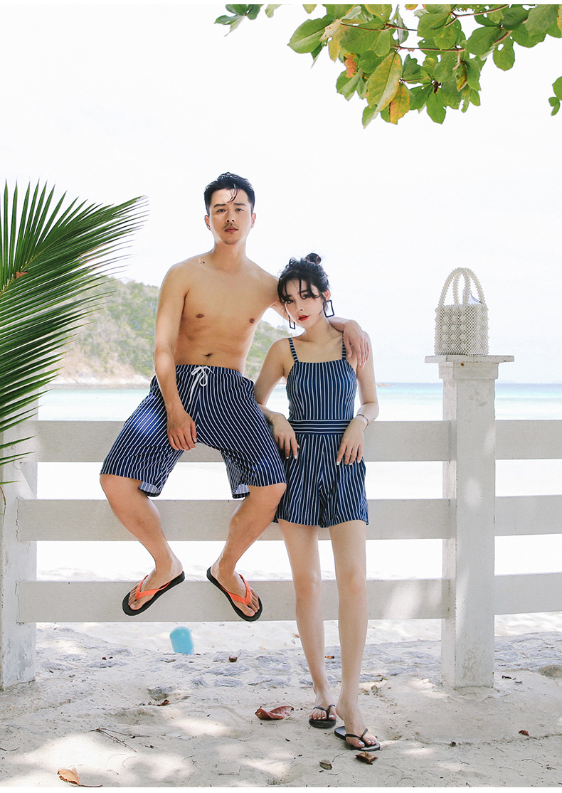 2018 cặp đôi mới đồ bơi nữ bảo thủ suối nước nóng một mảnh áo tắm nam quần đi biển phù hợp với đồ bơi đồ đôi nam nữ đi biển