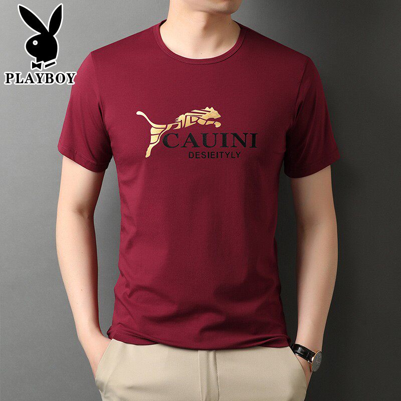 Playboy flagship men's short-sleeved T-shirt 2022 new summer letter printing men's basic T-shirt base