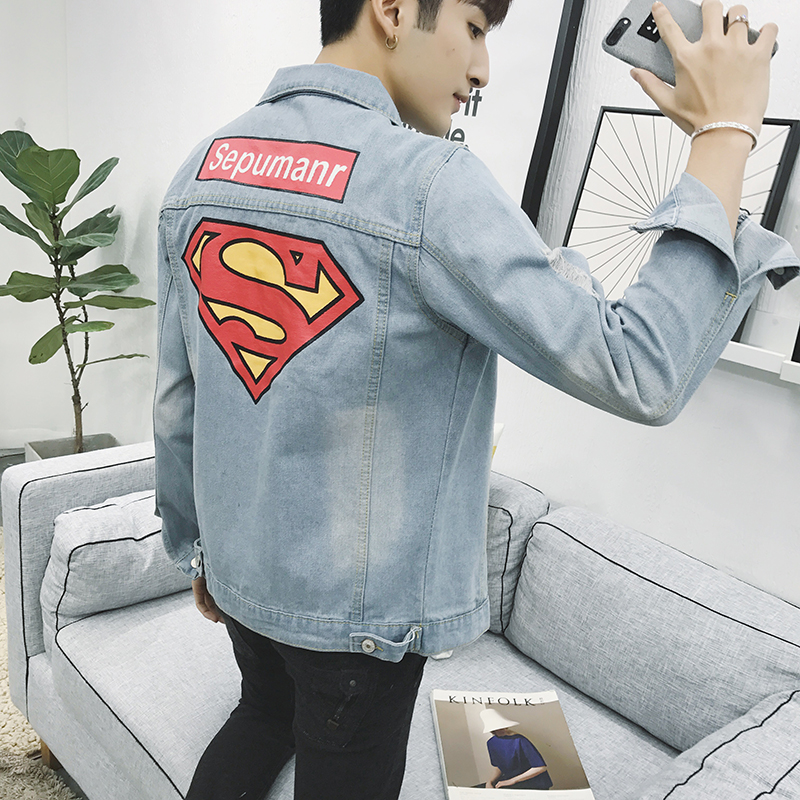 Mùa thu và mùa đông denim denim mỏng đẹp trai áo khoác nam trẻ trung Phiên bản Hàn Quốc của áo khoác xu hướng áo khoác học sinh áo khoác kaki