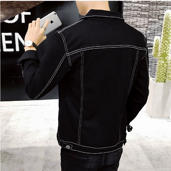 Áo khoác denim nam Nhật Bản áo khoác mỏng nam màu đen Phiên bản Hàn Quốc của xu hướng thanh niên đẹp trai hoang dã giải trí