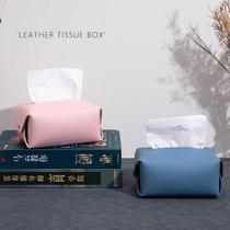 Nordic ins leather tissue box custom home-made simple leather tissue box portable PVC leather tissue storage bag