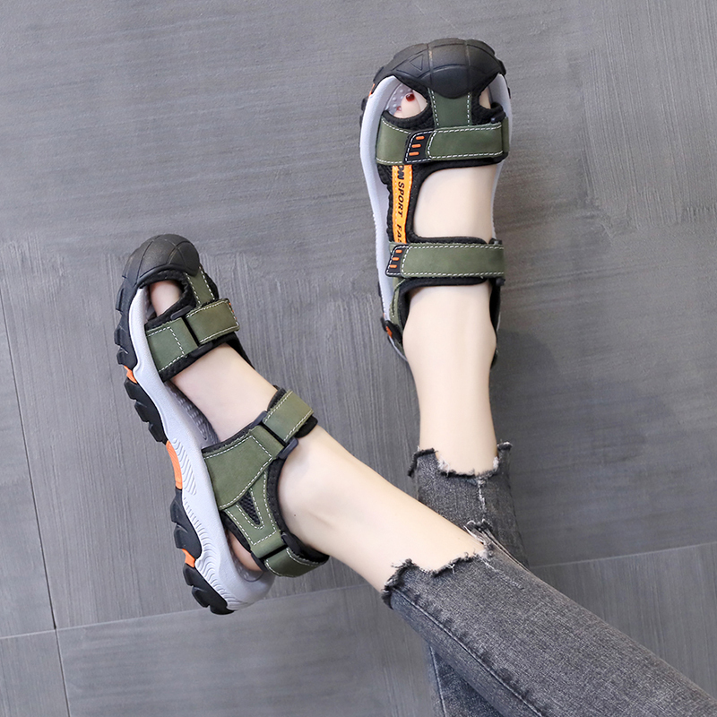 Large Size Sandals for Women, Sports Outdoor Summer Non-Slip Flat-Soled Velcro Toe-Toe Anti-Collision Beach Shoes, Roman Shoes, Thick Soles Large Size Sandals for Women, Sports Outdoor Summer Non-Slip Flat-Soled Velcro Toe-Toe Anti-Collision Beach Shoes, Roman Shoes, Thick Soles
