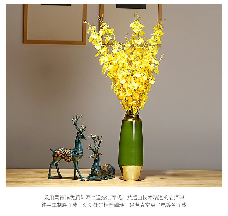 Jane 's light key-2 luxury modern new Chinese style living room TV cabinet ceramic vase household adornment simulation flower art flower arranging furnishing articles