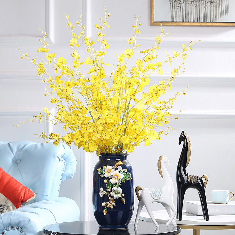 Jingdezhen peace fortune colored enamel vase European ikebana furnishing articles American home desktop rich ancient frame adornment