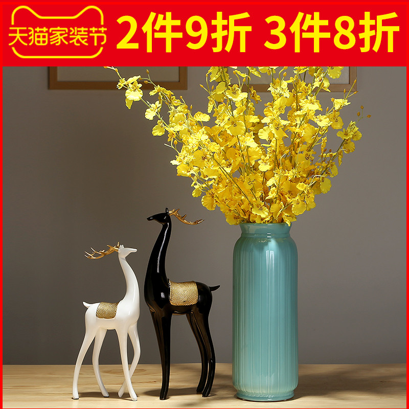 Light European - style key-2 luxury ceramic vases, dry flower arranging flowers decorate the sitting room porch of TV ark, wine home furnishing articles of handicraft