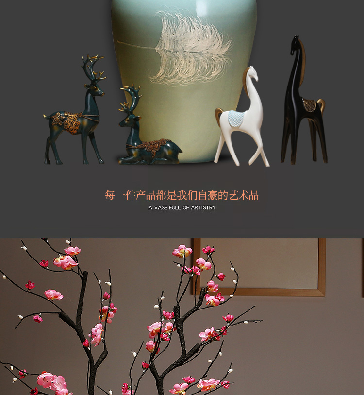 Jingdezhen ceramics by hand vase creative new Chinese style living room porch place to live in the dried flower crafts