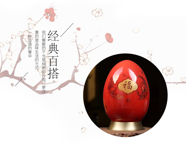 Jingdezhen modern home decoration red red glaze vase longfeng everyone egg Chinese pottery and porcelain decorative furnishing articles