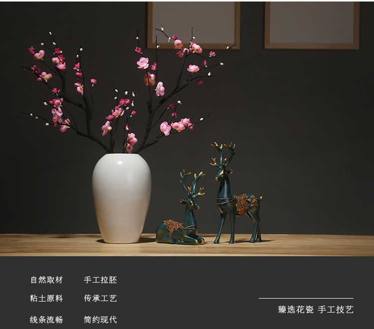 Jingdezhen ceramics vase white sitting room porch place simulation dried flowers flower arrangement suits for Chinese study