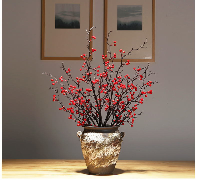 Jingdezhen ceramics dried flower vase household living room TV ark, simulation flower decoration ideas of new Chinese style decoration