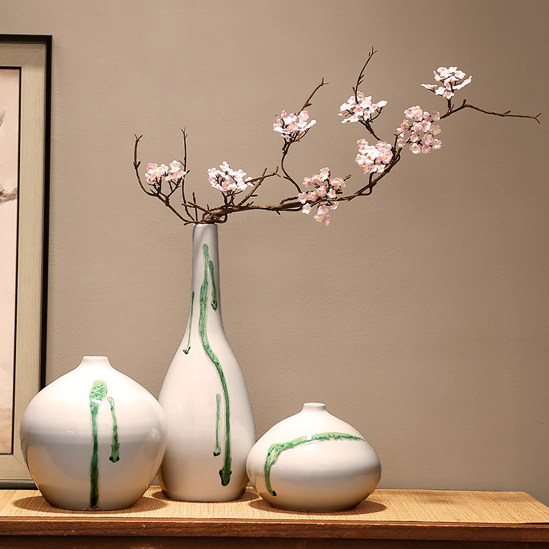 Jingdezhen new Chinese zen decorations dried flower vase furnishing articles porch combination living room TV cabinet ceramic vase