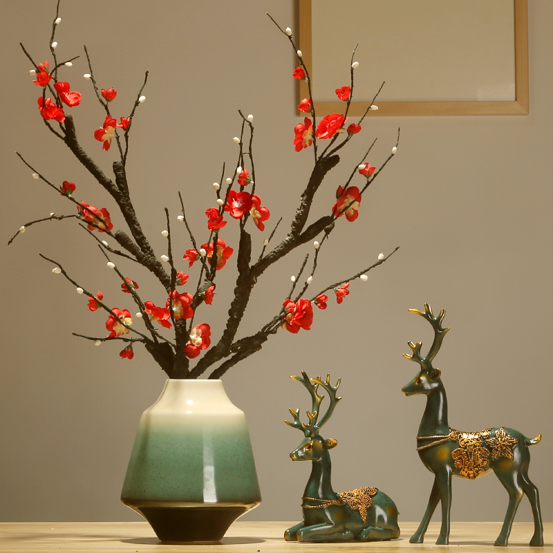 Jingdezhen ceramics by hand celadon vase modern new Chinese style living room porch household dry flower arranging flowers is placed