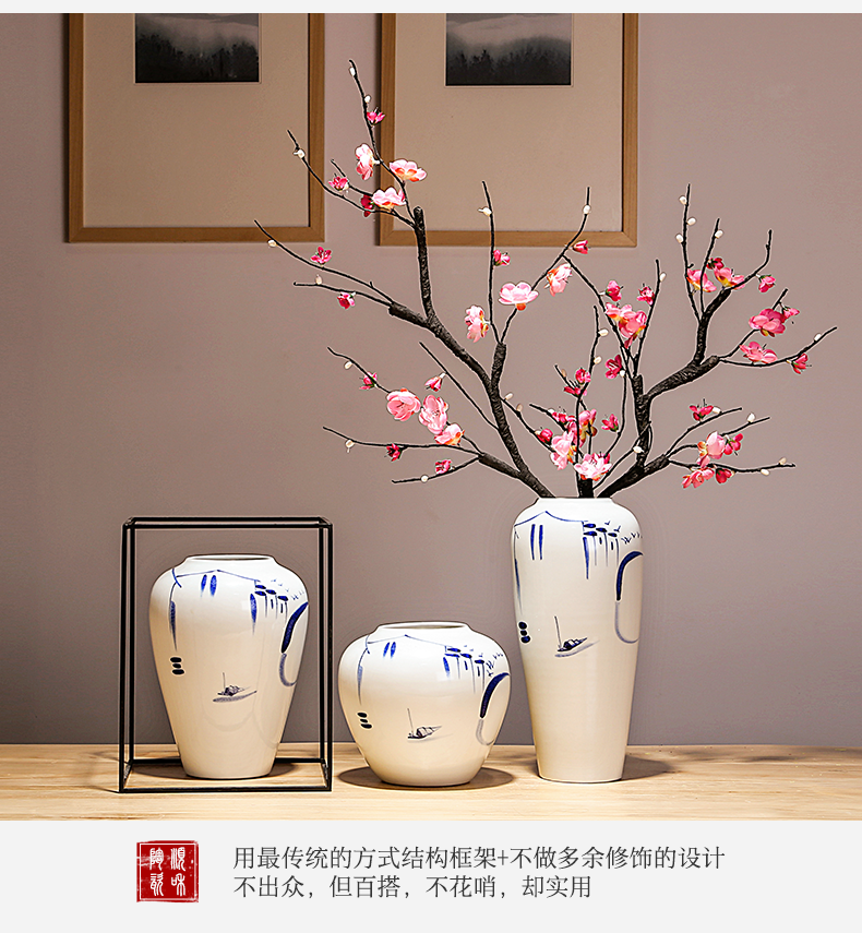 Jingdezhen ceramic porcelain simulation dried flower vase furnishing articles furnishing articles, the sitting room is the study of new Chinese style porch flower arranging decoration