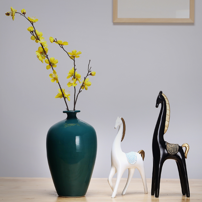 Jingdezhen ceramics vase manual sitting room porch place flower arranging the study of new Chinese style adornment three - piece suit