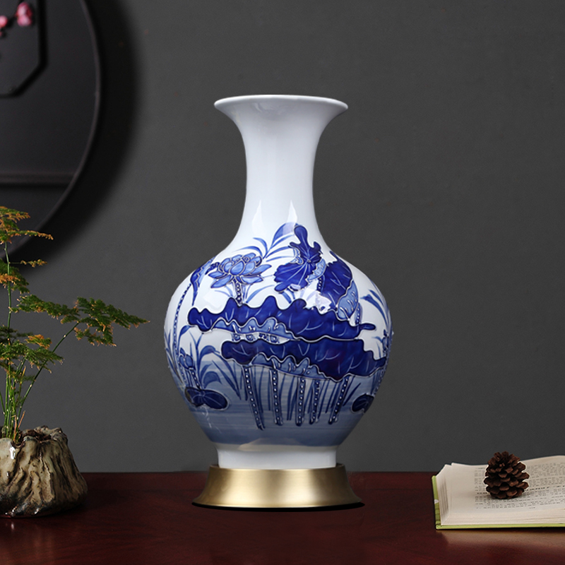 Jingdezhen blue and white design furnishing articles of modern Chinese style household, sitting room porch lotus decoration ceramics craft vase