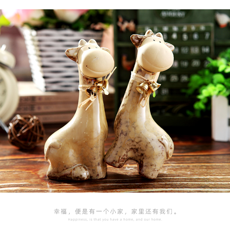 Ceramic desktop TV furnishing articles furnishing articles creative picking fawn room small ornament household living room decoration process