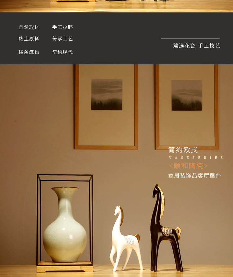 Jingdezhen ceramics manual creative new Chinese celadon vase home sitting room porch decoration furnishing articles of handicraft