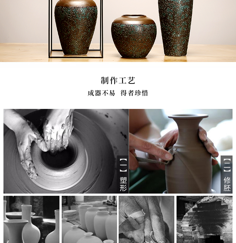 Jingdezhen ceramics vase manual creative living room of Chinese style household dried flowers flower arrangement craft ornaments furnishing articles